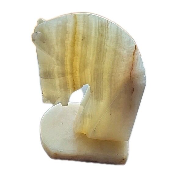 Vintage 5" Onyx Horse Head Equestrian Trojan Bookends Carved Stone Home Decor - Picture 8 of 14
